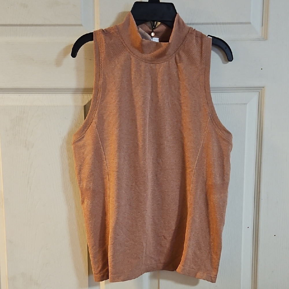 CALIA Women's Seamless Sleeveless Mock Golf Top: DARK ORANGE: NEW WITH TAGS: L